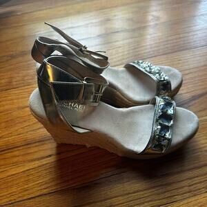 Michael Kors Espadrille Wedges – Embellished Ankle Strap Sandals Size 7.5